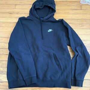 Nike Men's Black Hoodie with White Logo